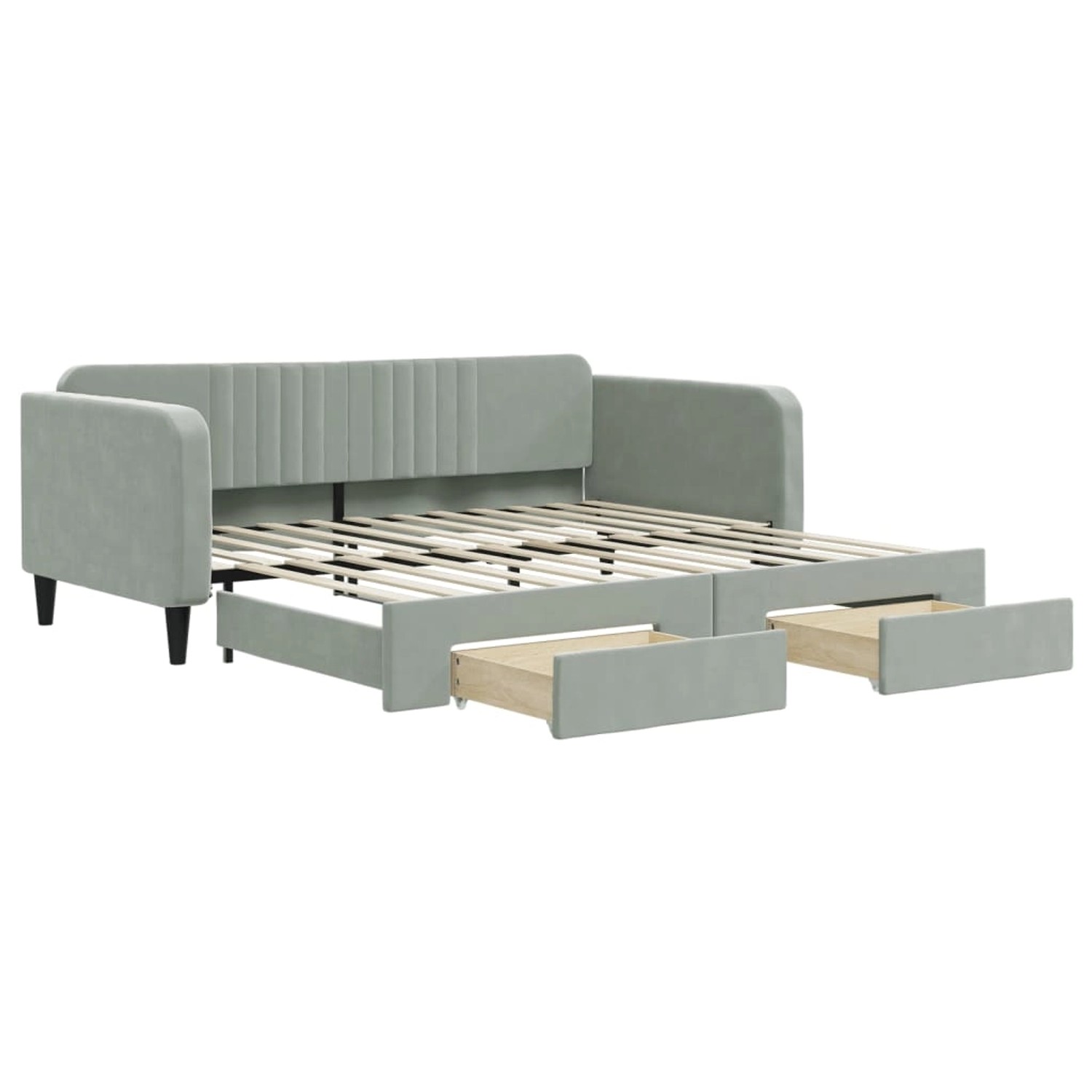 vidaXL Tagesbett Ausziehbar mit Schubladen Hellgrau 100x200 cm Samt 3197118 günstig online kaufen