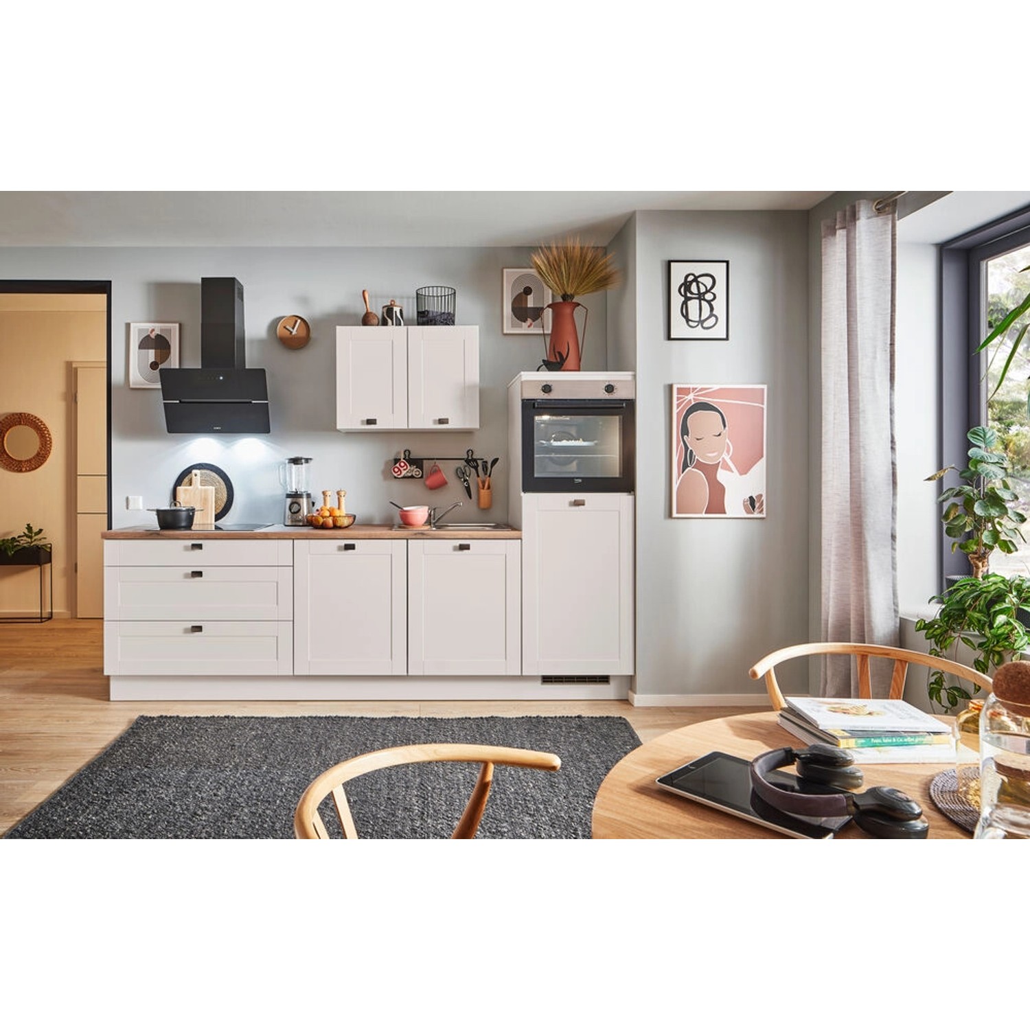 pino Küchenzeile 260 cm Kaschmirgrau Matt Anschlag rechts 1 Geräteschrank günstig online kaufen