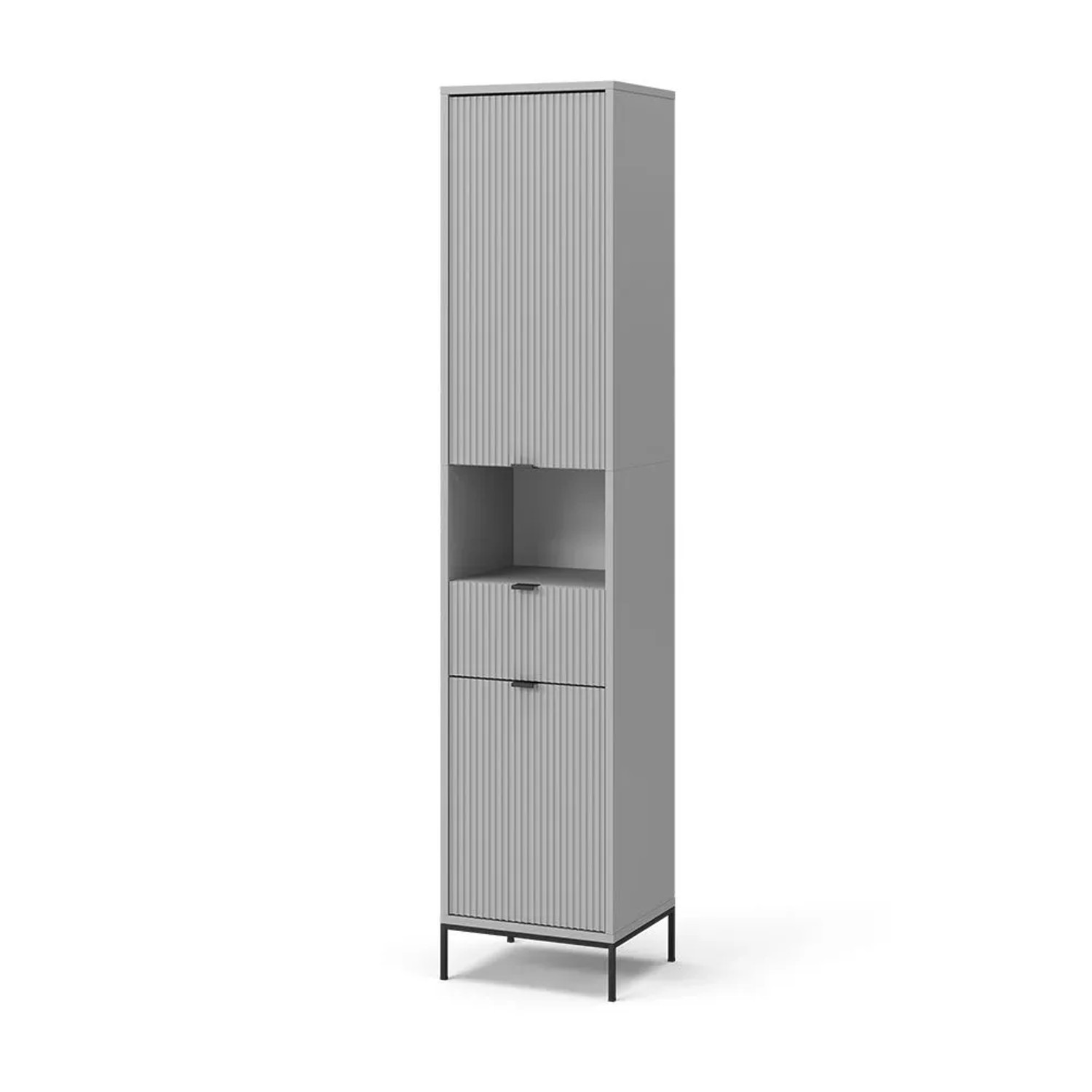 Vicco Badschrank Eliza Grau 40 x 190 mit Türen und Schublade