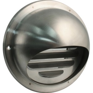 Marley Ablufthaube Ø 100 mm aus Edelstahl für Lüftungsgitter im Außenbereich.