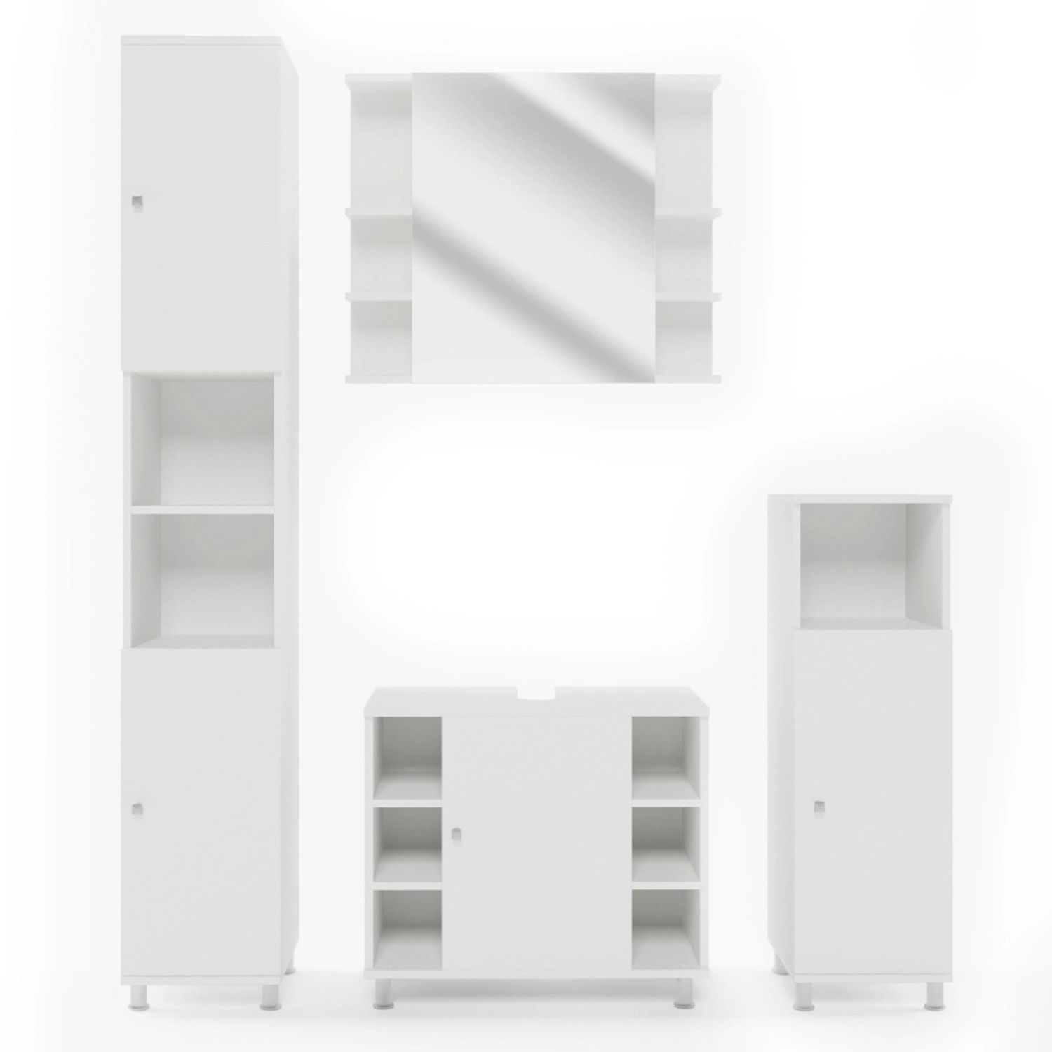 Vicco Badmöbel-Set Fynn Weiß 4 Teile günstig online kaufen
