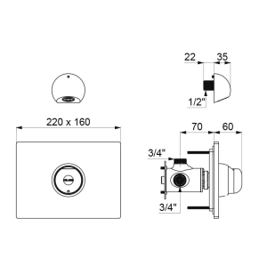Delabie TEMPOMIX UP dicht Set 2/2 ROUND (für 790BOX)