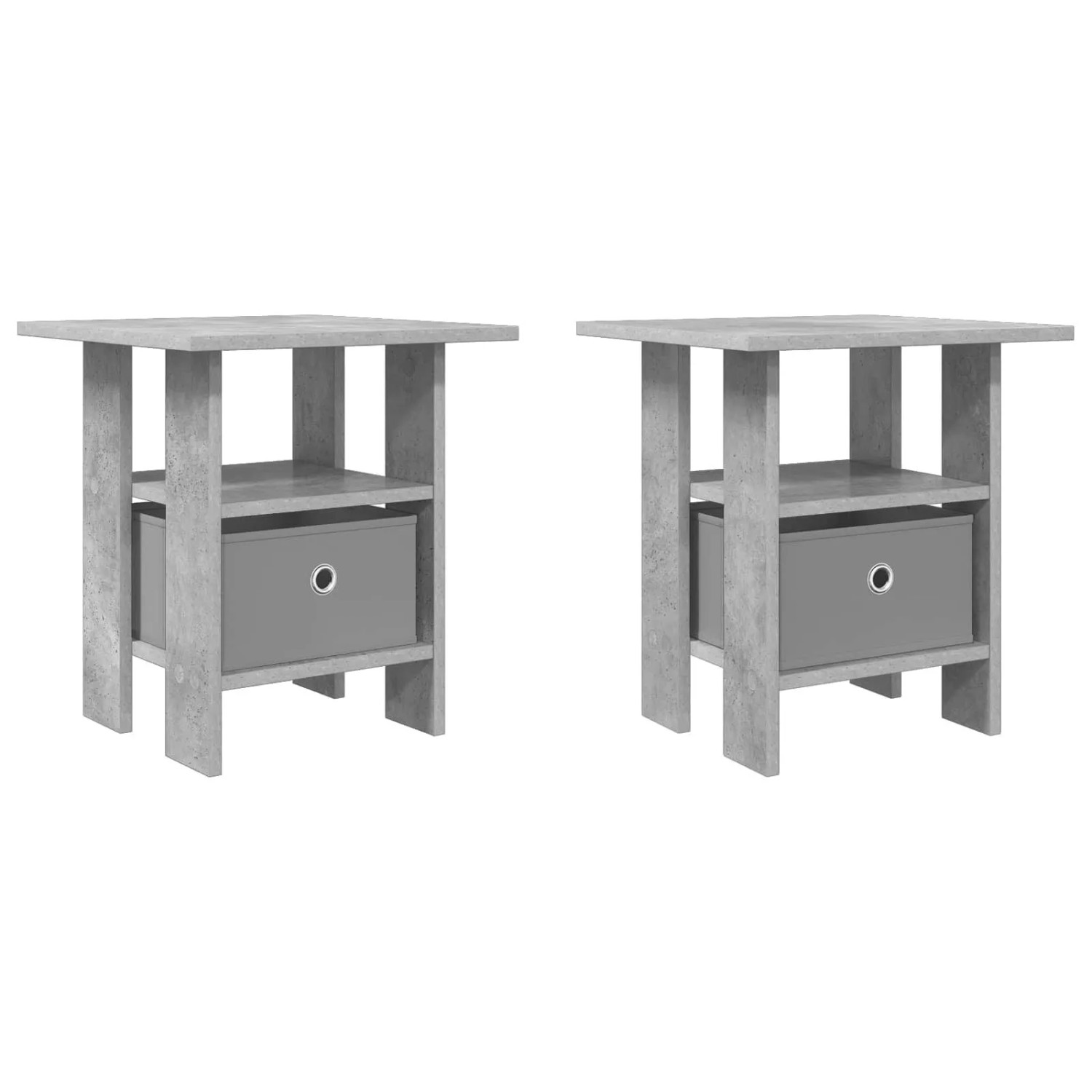 vidaXL Nachttisch 2 Stk Beton Grau 41 x 40 x 45 cm Holzwerkstoff 8000427