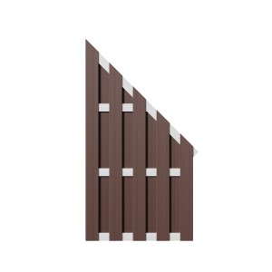 Braunes WPC-Eckelement für Sichtschutzzaun Eldena, 90x180/90 cm, mit Alu-Querriegeln.