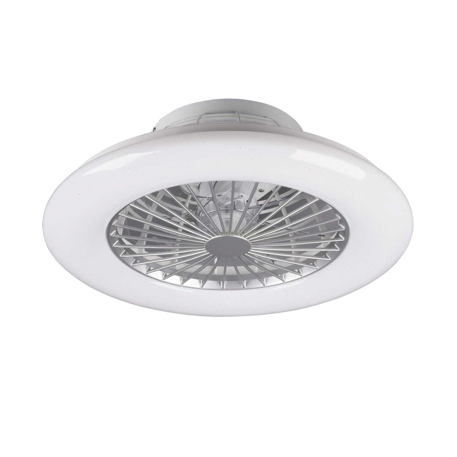 Weiße LED-Deckenleuchte Stralsund mit Ventilator, Ø 50 cm. Deckenleuchte mit Ventilator.