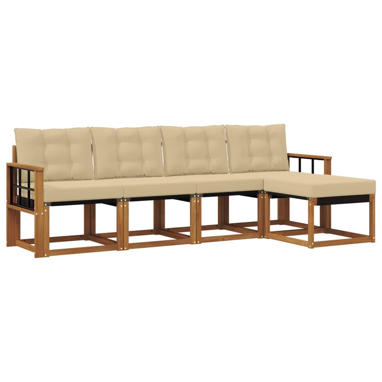 vidaXL Outdoor-Sofagarnitur mit Kissen 5-Tlg Natur und Beige 3368576
