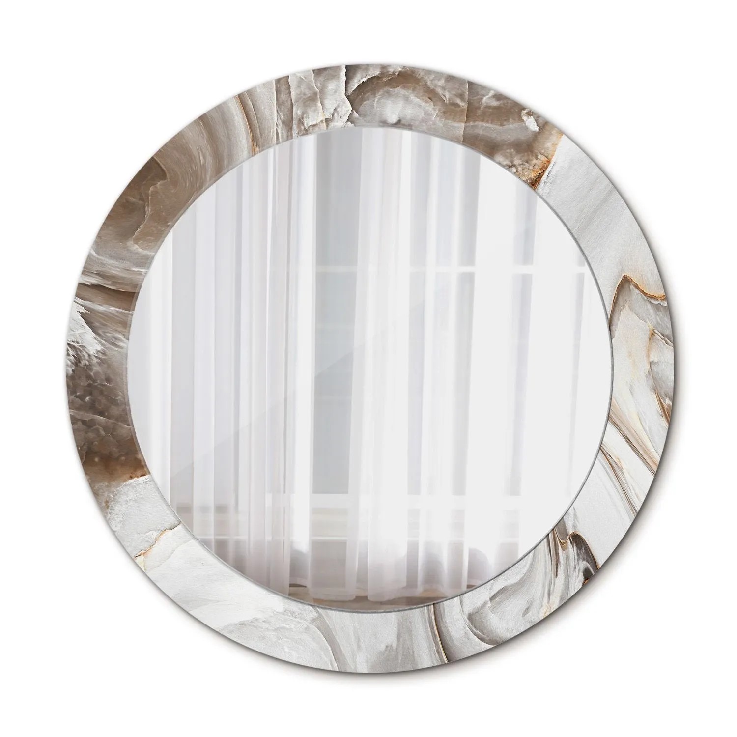 Tulup Spiegel mit Aufdruck Heller Marmor 70x70 cm Runder Spiegel mit Dekora günstig online kaufen