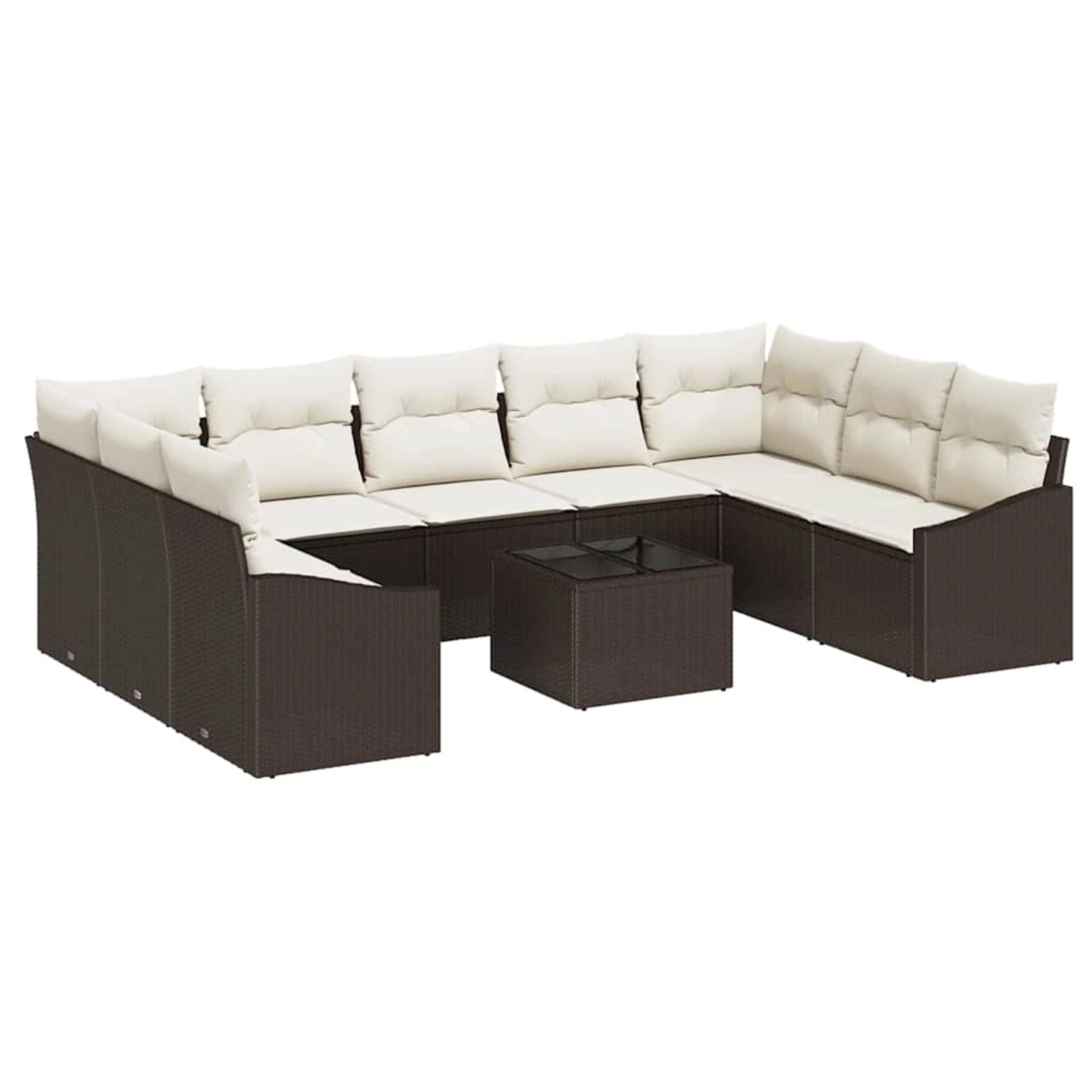 vidaXL Garten-Sofa-Set 10-Tlg Braun Poly Rattan 3346888 günstig online kaufen