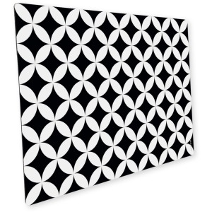 Myspotti Mini-Spritzschutzplatte Chadi, 59x41 cm, schwarz-weißes Muster für die Küche.