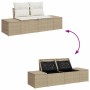 Beige-weißes 7-teiliges vidaXL Garten-Sofa-Set aus Rattan mit Stauraum.