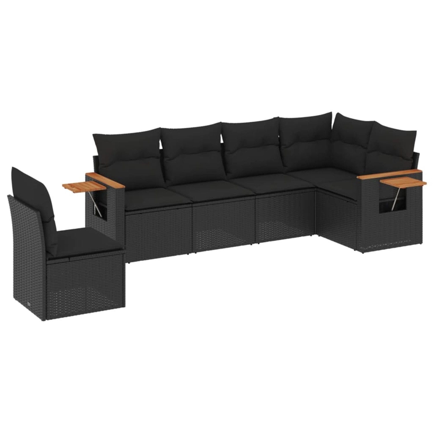 vidaXL 6-Tlg Garten-Sofagarnitur mit Kissen Schwarz Poly Rattan 3226853 günstig online kaufen