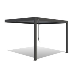 Anthrazitfarbener Weide Deluxe Aluminium Pavillon 3x4m mit Lamellendach und Kurbel.