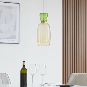 Lucande LED Pendelleuchte Fay 10020443 für Kinder Junges Wohnen in Gelb aus Glas 1-flammig Küchenleuchte