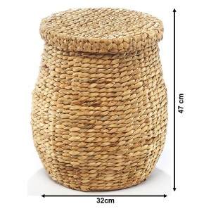 Kobolo Aufbewahrungskorb Wäschekorb aus Geflochtener Wasserhyazinthe