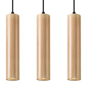 Sollux Lighting Hängeleuchte Lino 3 aus Holz, skandinavisches Design für Esszimmer und Wohnzimmer.