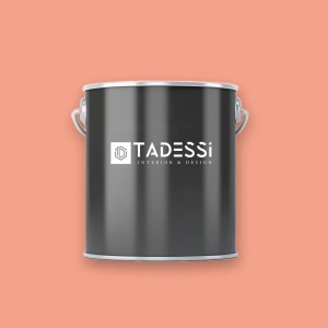 Dunkelgrauer Tadessi Wandfarben-Eimer für Rauchviolett Matt Dispersion 1l auf rauchviolettem Hintergrund.