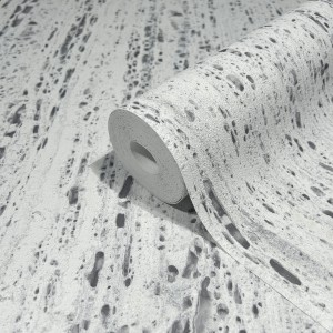 Weiße Marburg Vliestapete in Travertin-Optik mit Struktur, Rollenansicht.