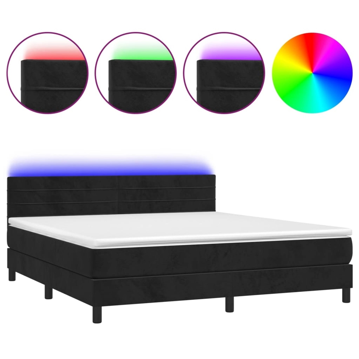 vidaXL Boxspringbett mit Matratze & LED Schwarz 180x200 cm Samt 3134479 günstig online kaufen