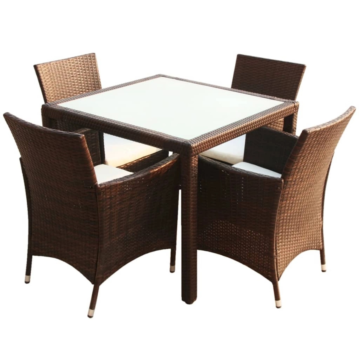 vidaXL 5-Tlg Garten-Essgruppe mit Auflagen Poly Rattan Braun 43121