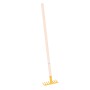 Gelber Kinderrechen mit Holzstiel, 76cm. Robuster Metall-Laubrechen für kleine Gärtner.