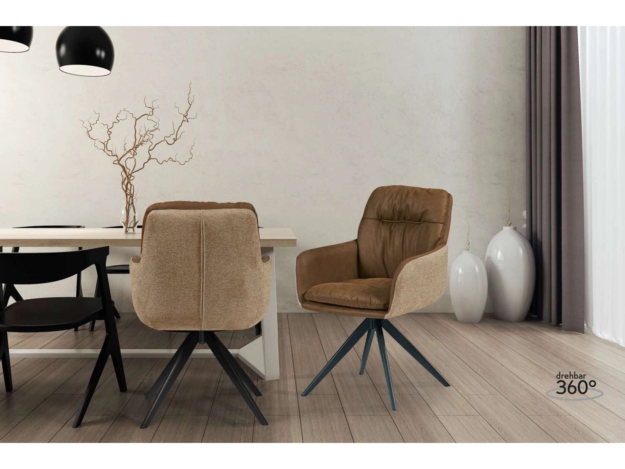 MeGusta Moderner Stuhl Drehstuhl Beige Polsterstuhl Esszimmerstuhl 