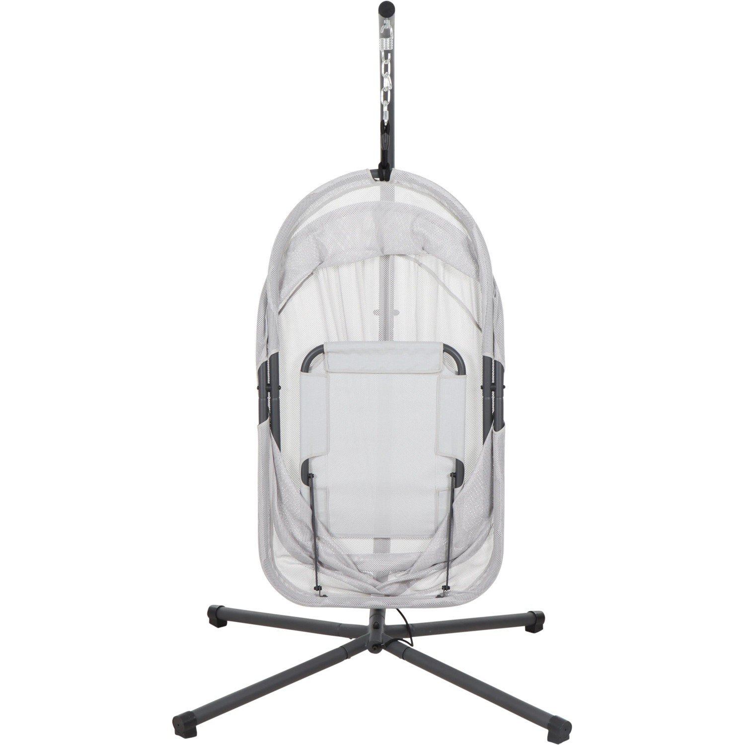 Siena Garden Hängesessel Yobaya Easy Grey mit Stahlgestell und grauem Air Mesh Bezug.