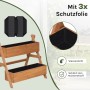 WOLTU Hochbeet mit 2 Blumenkästen aus Holz, braune Blumentreppe mit Schutzfolie.