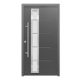 Moderne Sicherheits-Haustür ThermoSpace Prime Paris RC2 in Anthrazit mit Glaseinsatz, Anschlag links.
