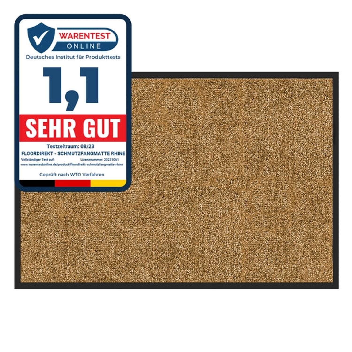 Beige Karat Schmutzfangmatte Rhine, 40x60 cm, mit "Sehr Gut" Siegel. Fußmatte für den Eingangsbereich.