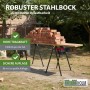 TRUTZHOLM Arbeitsbock (2er-Set) aus Stahl, gelb/schwarz, belastbar mit Ziegelsteinen im Garten.
