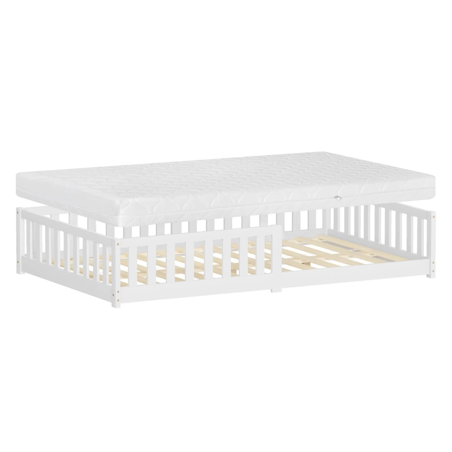ML-Design Kinderbett 120x200 cm Weiß mit Matratze 16cm Rausfallschutz
