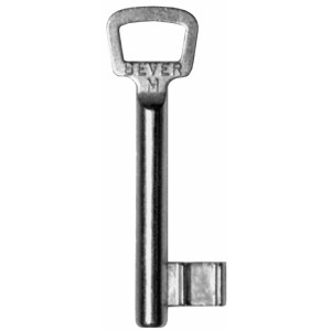Vernickelter Buntbartschlüssel M 1 für Türschlösser.