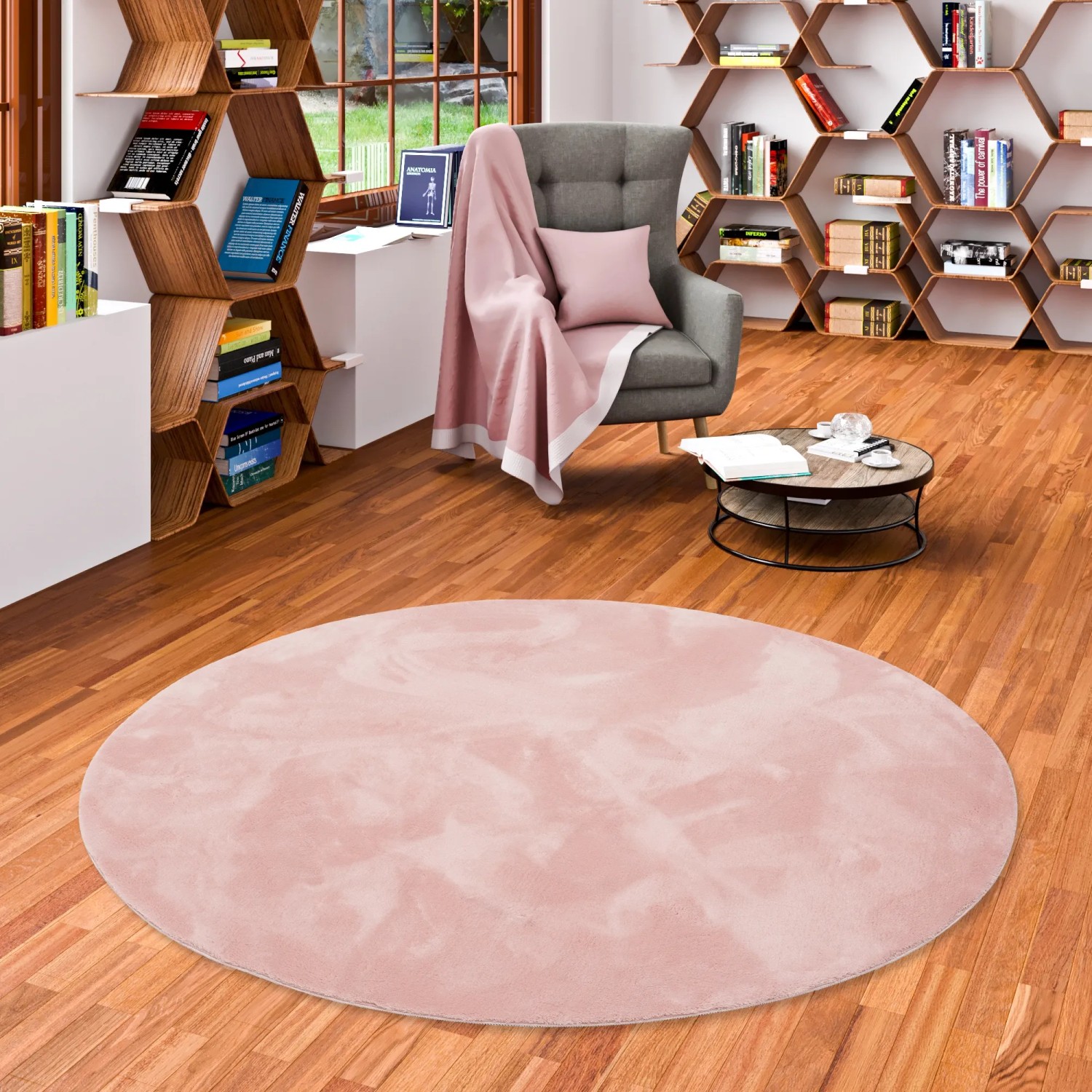 Pergamon Schlafzimmerteppich Fell Rund Rosa 120 x 120 cm Fußbodenheizung kaufen bei OBI