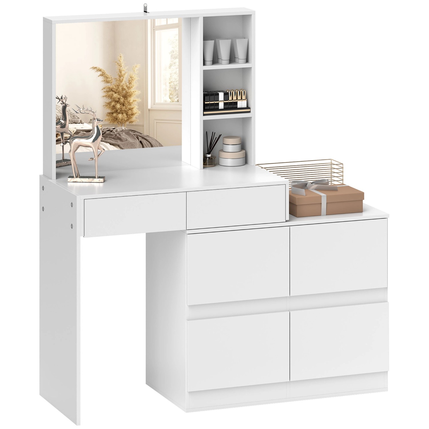 HOMCOM Schminktisch MDF Acryl 71,3L x 38,5B x 122,5H cm Weiß günstig online kaufen
