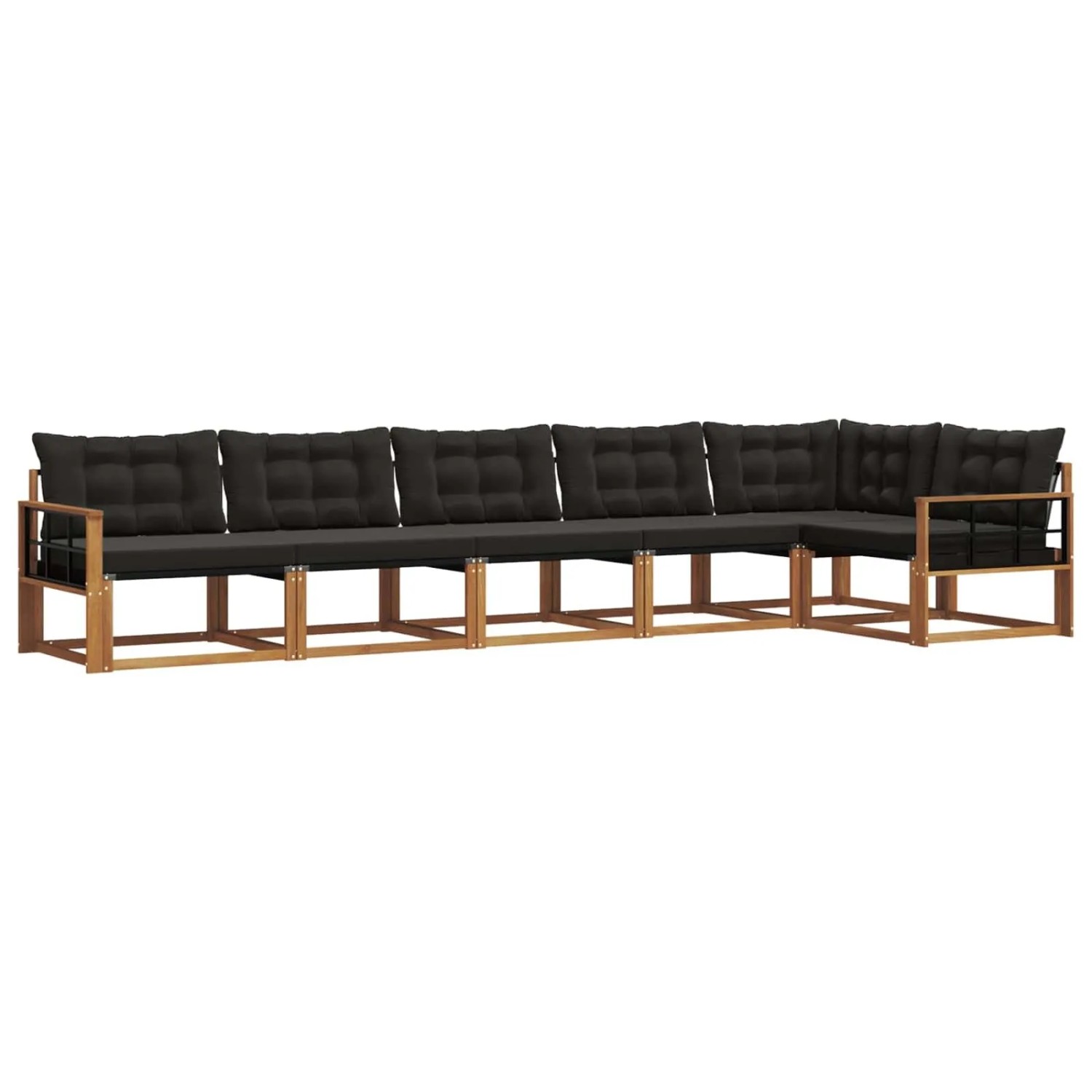 vidaXL Outdoor-Sofagarnitur mit Kissen 6-Tlg Natur und Schwarz 3369511