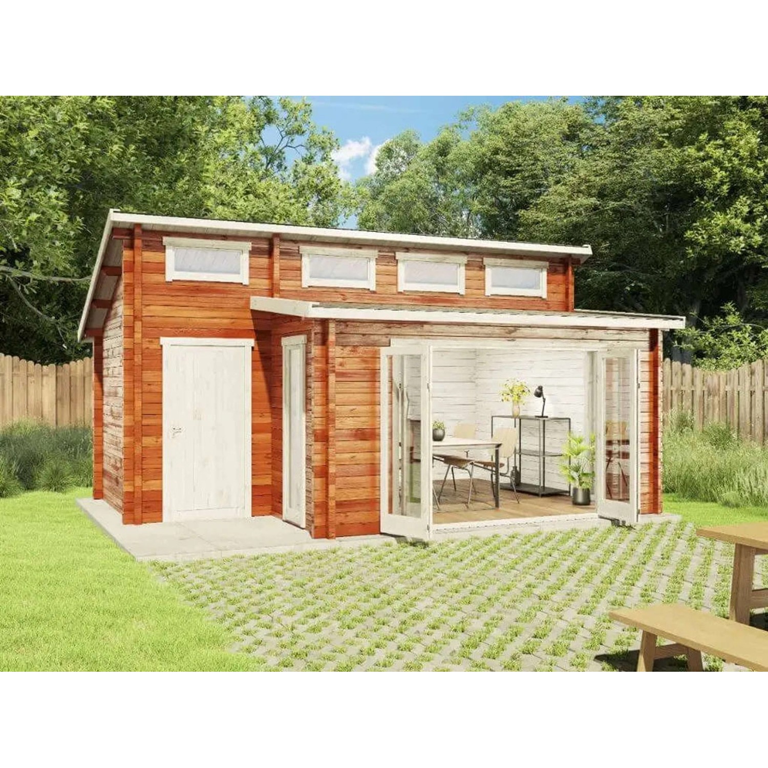 Alpholz Gartenhaus Lausitz Pultdach Unbehandelt 590 cm x 420 cm günstig online kaufen