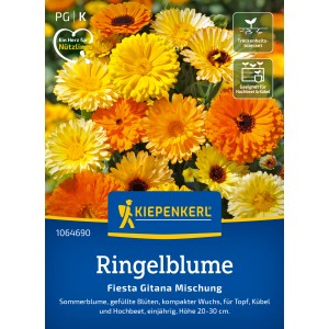 Kiepenkerl Ringelblume Fiesta Gitana mit gelben und orangen Blüten.