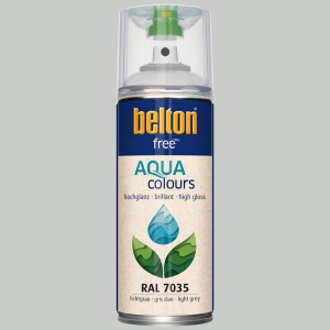 Belton Free AQUAcolours Buntlack RAL 7035 Lichtgrau hochglänzend im Detail.