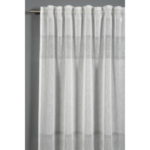 Bennetti Schal Natur, 140x245 cm, transparenter Fenstervorhang mit Gardinenband und dezenten Querstreifen.