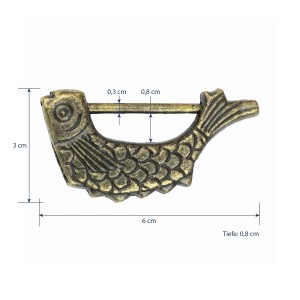 HMF 6491-FIS-23 Antikes Chinesisches Deko Vorhängeschloss Fisch 60 x 30 x 8 mm
