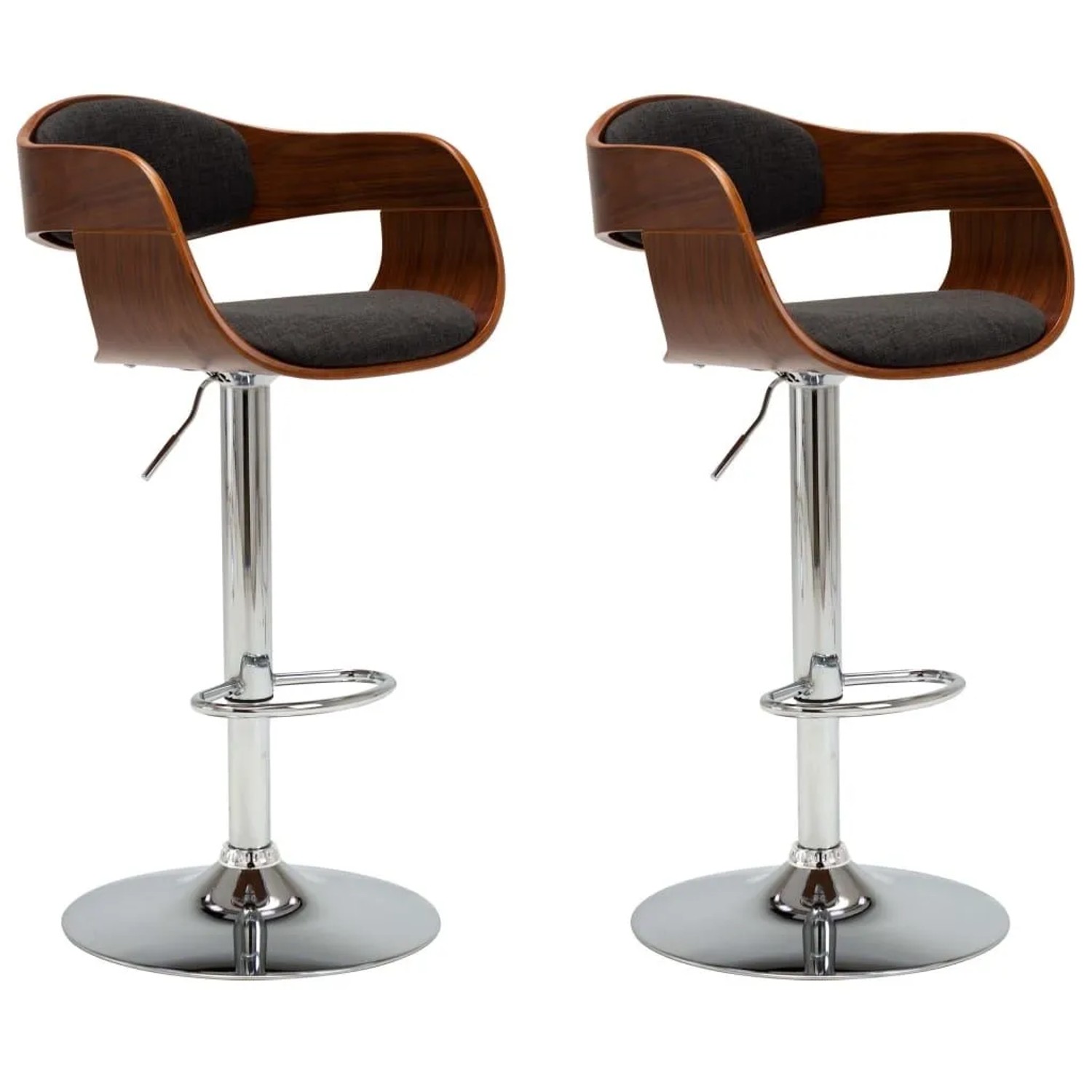 vidaXL Barhocker 2 Stk Grau Bugholz und Stoff 3052713