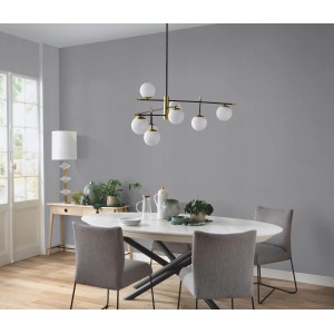 Anthrazitfarbene Erismann Vliestapete Spotlight InStyle im Raum mit Lampe.