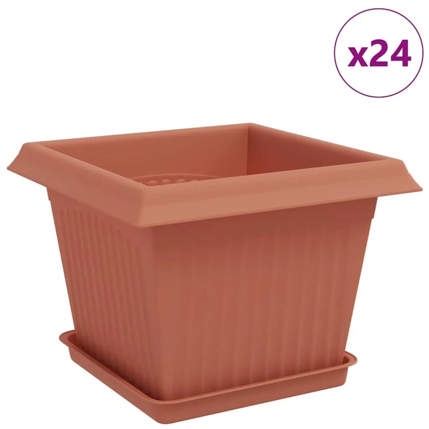 vidaXL Blumentöpfe 24 Stk Ziegelrot 23 x 23 x 17,5 cm Kunststoff 3403306