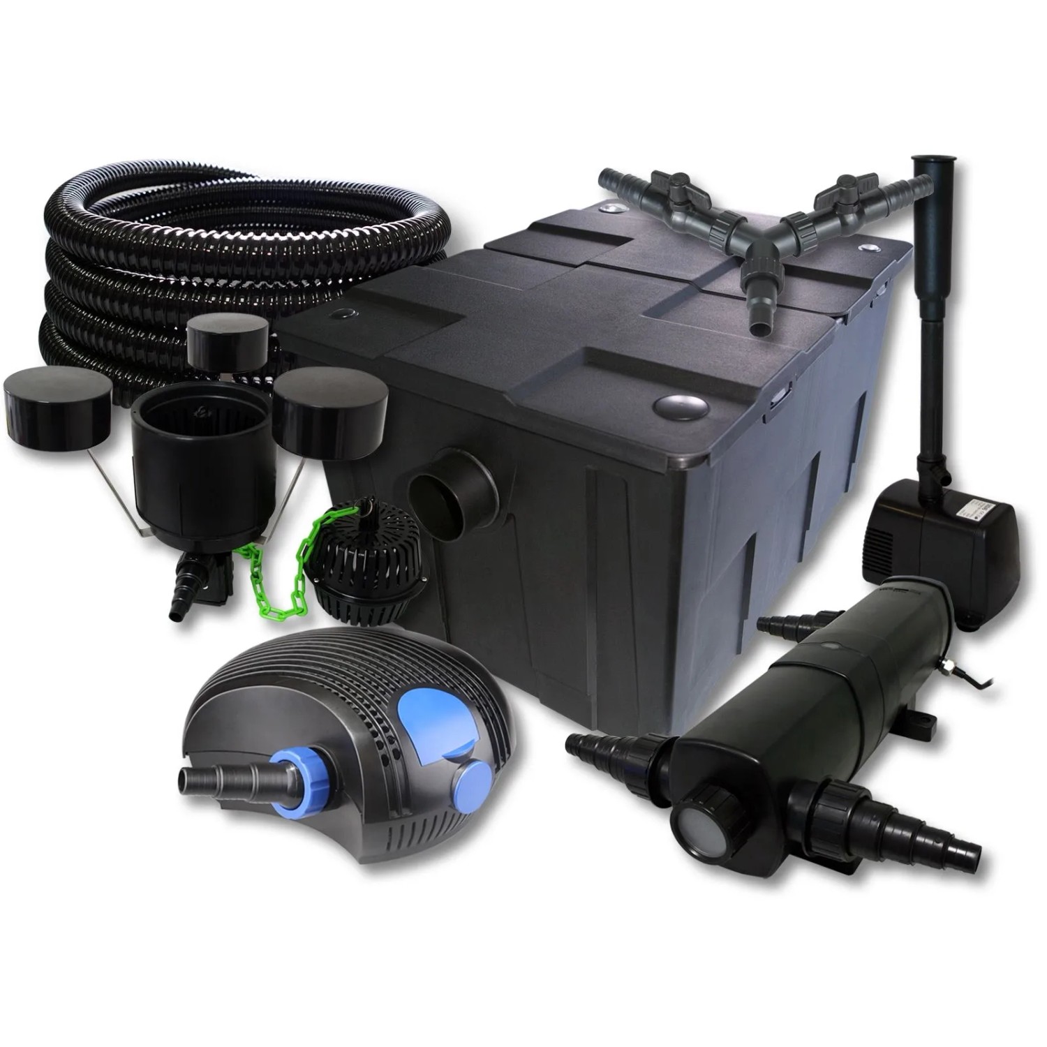 Sunsun Teichfilter Set 60000L 24W Uvc 100W Pumpe Schlauch Skimmer Springbrunnen