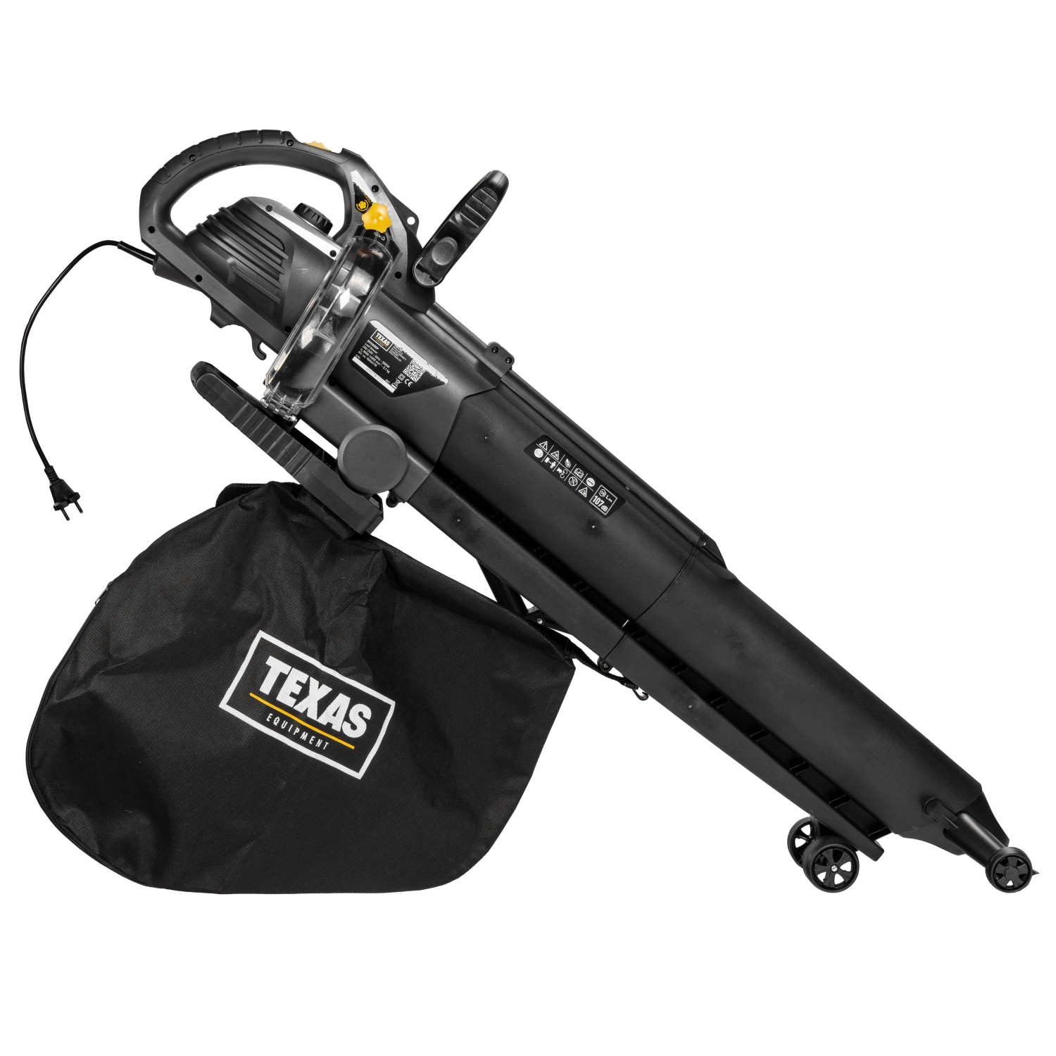 Texas Elektro Laubsauger/Bläser BVX300 mit Fangsack und Rädern. Leistungsstark und komfortabel für die Gartenarbeit.