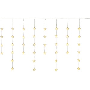 LED-Lichtervorhang mit Sternen, 40 warmweiße LEDs, transparentes Kabel, 6,4 m lang.