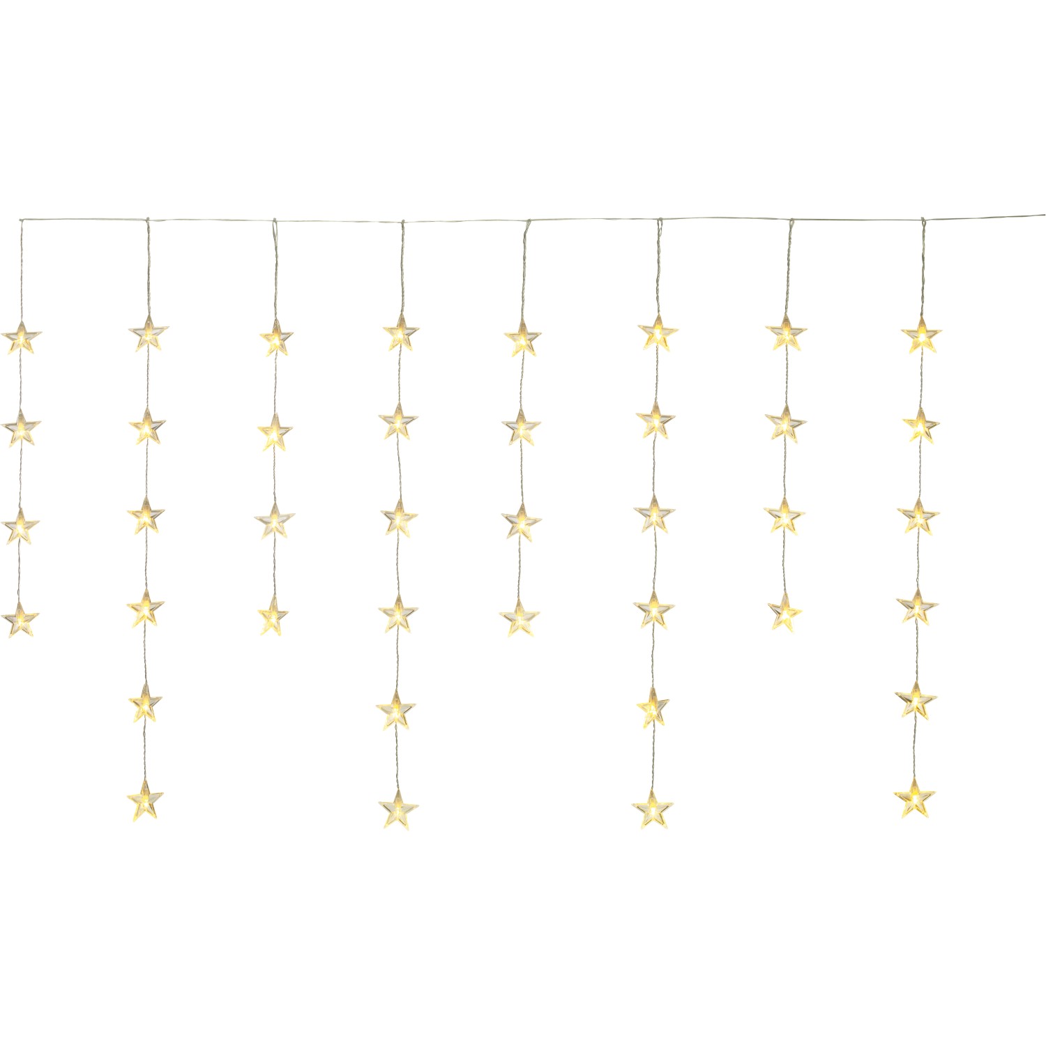 LED-Lichtervorhang mit Sternen 40 LEDs Warmweiß Transparentes Kabel 6,4 m günstig online kaufen