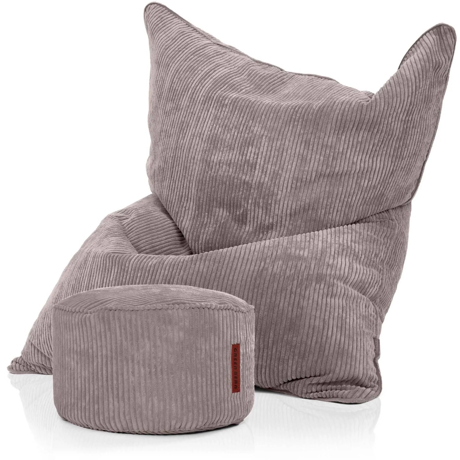 Green Bean Sitzpouf 2er Set Cordoba + Pouf 140 x 180 x 25 cm Cord Waschbarer Bezug Grau