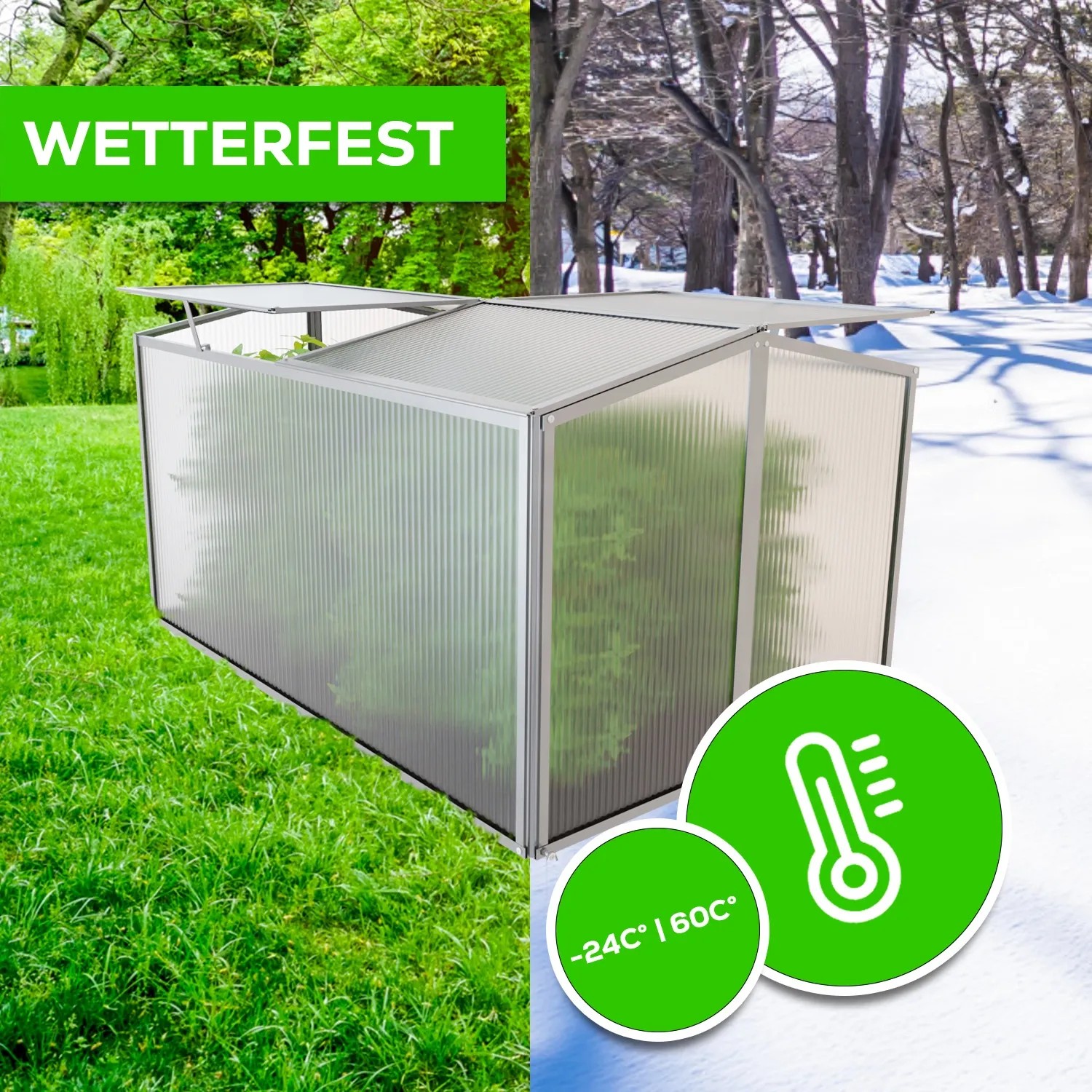 Garmio Mini-Gewächshaus Protea mit Dachfenster, UV-Schutz, wetterfest für Gemüse- und Pflanzenzucht.