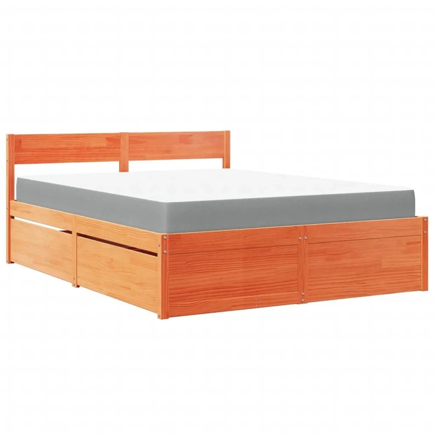 vidaXL Bett mit Schubladen und Matratze Wachsbraun 140x200 Massivholz 32819 günstig online kaufen